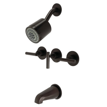 KINGSTON BRASS KBX8135CML Three-Handle Tub and Shower Faucet, Oil Rubbed Bronze KBX8135CML